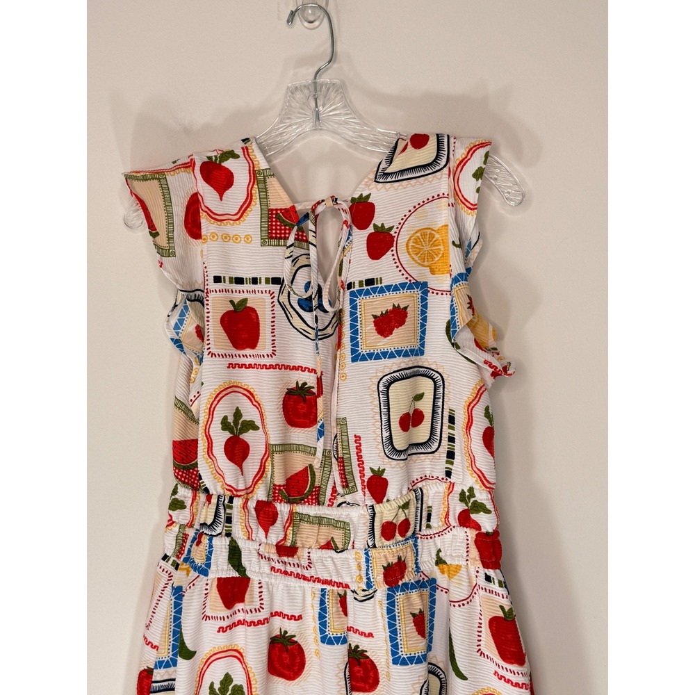 Women's Euro Summer Dress Ruffle Dress Tomato Lemon Flutter Sleeve Large - Picture 7 of 11